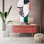 Дизайнерский комод овальный с розовой бархатной обивкой Edith варинант исполнения - 4 | Loft Concept в Санкт-петербурге