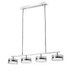 Люстра светодиодная с 4-мя круглыми прозрачными плафонами цилиндрической формы из акрила и стекла с пультом для регулировки света Glass Lamp Chromium варинант исполнения - 1 | Loft Concept в Санкт-петербурге
