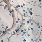 Обои ручная роспись Plum Blossom Inky Hokusai on Sterling Silver gilded silk варинант исполнения - 1 | Loft Concept в Санкт-петербурге