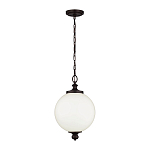 Подвесной светильник с белым стеклянным плафоном в форме шара на цепи Feiss варинант исполнения - 2 | Loft Concept в Санкт-петербурге