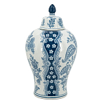 Ваза с крышкой и голубым цветочным рисунком 37 см Blue & White Ornament варинант исполнения - 2 | Loft Concept в Санкт-петербурге