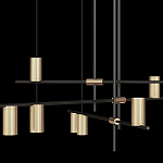 Люстра с 9-ю цилиндрическими плафонами цвета латунь TRIBES CHANDELIER варинант исполнения - 3 | Loft Concept в Санкт-петербурге