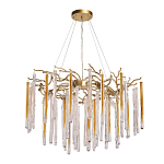 Люстра подвесная золотого цвета с разветвленными ветвями и прозрачными стеклянными подвесками Droplet Chandelier варинант исполнения - 2 | Loft Concept в Санкт-петербурге