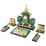 Настольный письменный набор из малахита и долерита с декором в виде герба России Leader Organizer варинант исполнения - 2 | Loft Concept в Санкт-петербурге