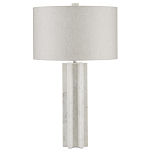 Настольная лампа мраморная с тканевым цилиндрическим абажуром Sharpened варинант исполнения - 4 | Loft Concept в Санкт-петербурге