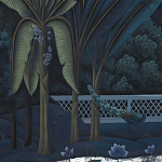 Обои ручная роспись Phuljhari Original colourway on Empire Blue dyed silk варинант исполнения - 3 | Loft Concept в Санкт-петербурге