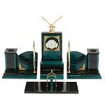 Настольный письменный набор из змеевика тёмно-зелёного цвета с декором в виде орла Successful Leader варинант исполнения - 1 | Loft Concept в Санкт-петербурге