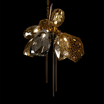 Люстра подвесная со стеклянными плафонами из дымчатого и золотистого с тремя вертикальными подвесками Gilded Mirage  варинант исполнения - 7 | Loft Concept в Санкт-петербурге