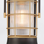 Настенный фонарь цилиндрической формы с рифленым стеклом в золотом каркасе на черном прямоугольном основании Eurofase варинант исполнения - 15 | Loft Concept в Санкт-петербурге