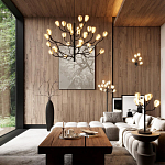 Люстра подвесная черного цвета с ветвями и белыми фарфоровыми цветами Floralis варинант исполнения - 3 | Loft Concept в Санкт-петербурге