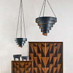 Подвесной светильник в форме спирали черный с золотой внутренней отделкой Warm Glow варинант исполнения - 3 | Loft Concept в Санкт-петербурге