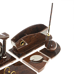 Настольный письменный набор с часами из природного камня обсидиана Competent Leader варинант исполнения - 5 | Loft Concept в Санкт-петербурге