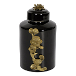 Банка с крышкой из фарфора с бронзовым цветочным элементом Eden Garden варинант исполнения - 1 | Loft Concept в Санкт-петербурге