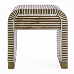 Тумбочка прикроватная с ящиком Tofino Stripes Bone Inlay Bedside Beige варинант исполнения - 1 | Loft Concept в Санкт-петербурге