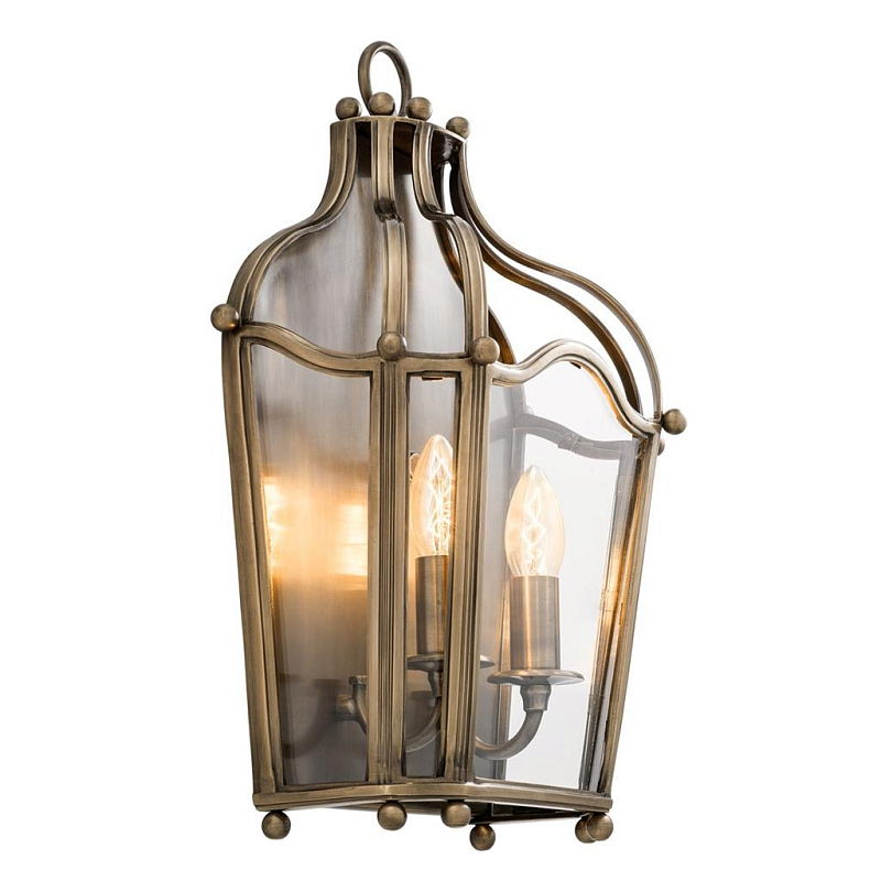 Бра Wall Lamp Elysee Antique Brass Латунь Античная полированная Прозрачное Стекло в Санкт-петербурге | Loft Concept 