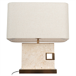 Настольная лампа с прямоугольным основанием из натурального камня c тканевым абажуром Lapis Tiburtinus варинант исполнения - 3 | Loft Concept в Санкт-петербурге