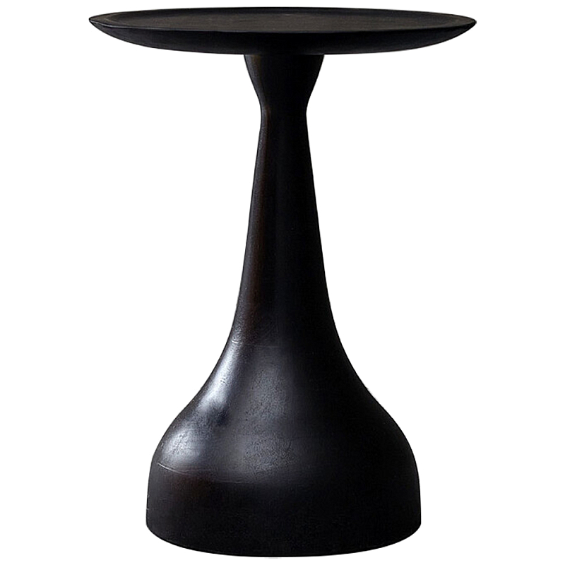 Приставной круглый столик из массива акации Veras Black Side Table Черный в Санкт-петербурге | Loft Concept 