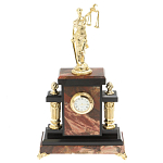 Часы настольные бронзовые из натурального камня Яшма с декором в виде Фемиды Themis Stone Clock варинант исполнения - 1 | Loft Concept в Санкт-петербурге