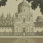 Обои ручная роспись Monuments of Paris Terre Foncée on scenic paper варинант исполнения - 2 | Loft Concept в Санкт-петербурге