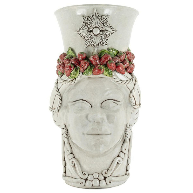 Ваза Vase Head Lady Giant Crakle Strawberry Бежевый Красный в Санкт-петербурге | Loft Concept 