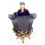 Чаша темно-синего цвета из фарфора с разноцветной птичкой Eden Garden porcelain and bronze варинант исполнения - 11 | Loft Concept в Санкт-петербурге