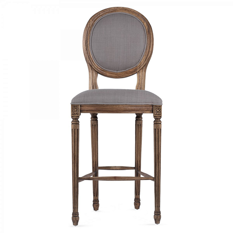 Барный стул REGENCY MEDALLION BARSTOOL Taupe Linen Дерево Акация Серый в Санкт-петербурге | Loft Concept 