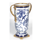 Ваза с бронзовыми ручками и синим цветочным узором Blue & White Ornament варинант исполнения - 2 | Loft Concept в Санкт-петербурге