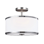 Потолочный светильник с цилиндрическим плафоомн из опалового матового стекла с металлическим обручем Feiss варинант исполнения - 1 | Loft Concept в Санкт-петербурге