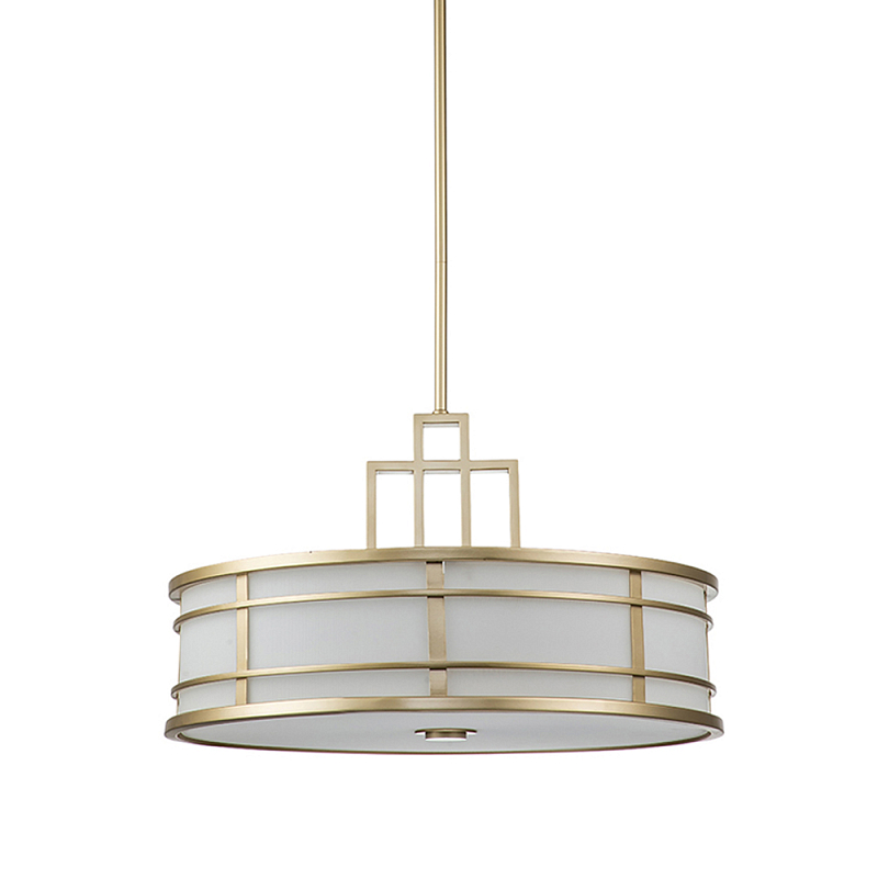 Подвесной светильник цвета латунь с белым матовым плафоном с геометрическим рисунком Feiss Латунь Белый в Санкт-петербурге | Loft Concept 