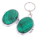 Зеркало брелок карманное двухстороннее из натурального камня Малахит Stone Mirrors варинант исполнения - 2 | Loft Concept в Санкт-петербурге