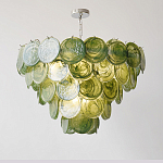 Люстра из зеленых стеклянных дисков с перламутровым эффектом Green Glowing Glaze варинант исполнения - 2 | Loft Concept в Санкт-петербурге