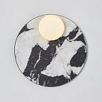 Бра круглое с каменным черно-белым основанием и плафоном из стекла Shaw Marble Lighting варинант исполнения - 1 | Loft Concept в Санкт-петербурге