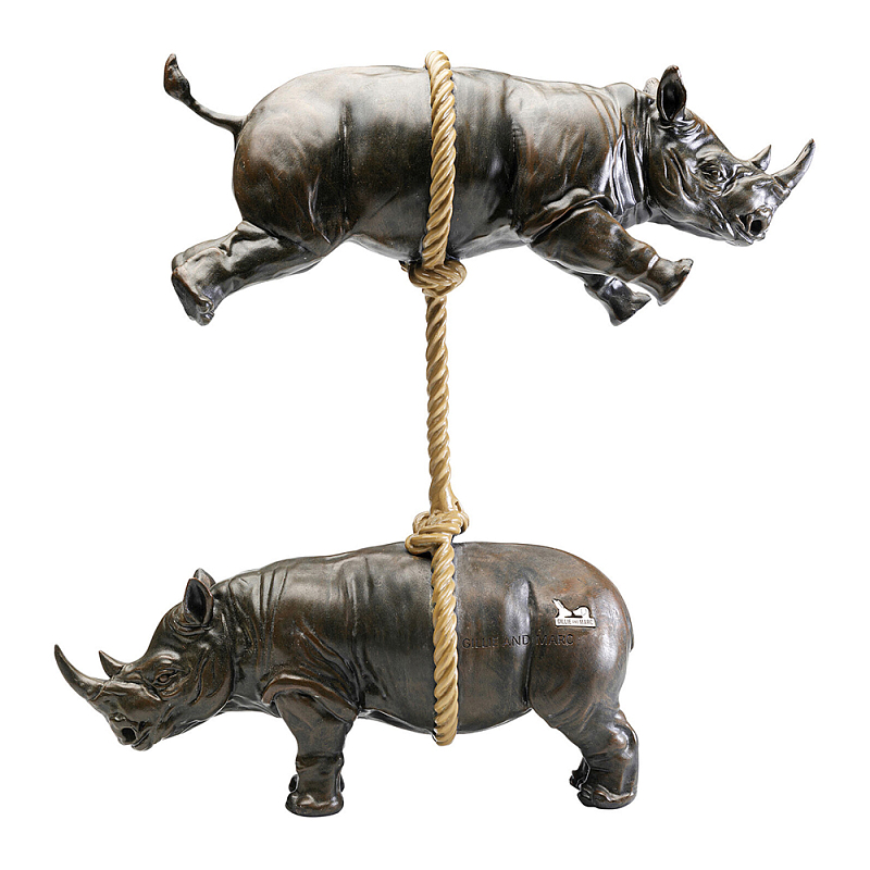 Декоративная статуя из стали Duo Rhinos Коричневый Песочный в Санкт-петербурге | Loft Concept 