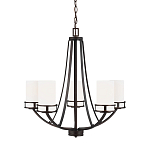 Люстра в цвете темная бронза с 5-ю белыми цилиндрическими плафонами Generation Lighting варинант исполнения - 1 | Loft Concept в Санкт-петербурге