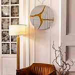 Зеркало кругле с декоративной золотой вставкой Golden Tree варинант исполнения - 3 | Loft Concept в Санкт-петербурге