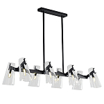 Люстра светодиодная с 8-ю прозрачными плафонами из акрила и стали Glass Cylinder Black варинант исполнения - 1 | Loft Concept в Санкт-петербурге