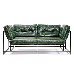 Диван Лофт Натуральная Винтажная кожа Зеленый Two Seat Encounter Leather Sofa варинант исполнения - 1 | Loft Concept в Санкт-петербурге