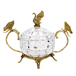 Конфетница из прозрачного рельефного стекла с ручками в виде стрекоз и фигуркой лебедя Eden Garden варинант исполнения - 1 | Loft Concept в Санкт-петербурге