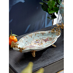 Блюдо овальное из голубого фарфора с ручками в виде бабочек и цветочным рисунком Blue Garden варинант исполнения - 2 | Loft Concept в Санкт-петербурге