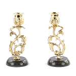 Подсвечники бронзовые на подставке из натурального камня нефрит Stone Candlestick варинант исполнения - 3 | Loft Concept в Санкт-петербурге