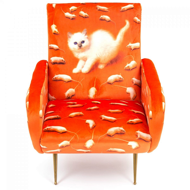 Кресло Seletti Armchair Kitten Оранжевый Латунь в Санкт-петербурге | Loft Concept 