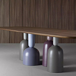 Обеденный стол деревянный с разноцветными фигурными ножками Cop варинант исполнения - 3 | Loft Concept в Санкт-петербурге