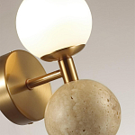 Бра с шарообразным матовым плафоном и шаром из камня на металлическом основании Orb Essence варинант исполнения - 3 | Loft Concept в Санкт-петербурге