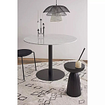 Круглый обеденный стол с белой мраморной столешницей White Tabletop on Black Base варинант исполнения - 3 | Loft Concept в Санкт-петербурге