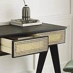 Дизайнерский письменный стол матово-чёрного цвета с 2-мя плетеными ящиками Glade Desk варинант исполнения - 1 | Loft Concept в Санкт-петербурге