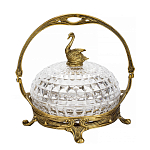 Конфетница из прозрачного рельефного стекла с ручкой и фигуркой лебедя Eden Garden варинант исполнения - 1 | Loft Concept в Санкт-петербурге