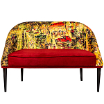 Диван двухместный из натурального бука красный с цветным принтом Impressionism in Art варинант исполнения - 1 | Loft Concept в Санкт-петербурге
