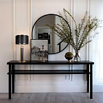 Настольная лампа с чёрным тканевым абажуром и металлическим корпусом золотого цвета Golden Arc варинант исполнения - 4 | Loft Concept в Санкт-петербурге