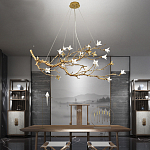 Люстра в виде золотой ветки с цветами Glass Flower Pendant Light варинант исполнения - 5 | Loft Concept в Санкт-петербурге