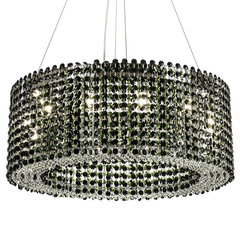 Круглая люстра с хрустальными подвесками Crystal Art Chrome Green Chandelier 12 Хром Зеленый Черный в Санкт-петербурге | Loft Concept 